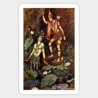 Arjuna and the River Nymph - Warwick Goble Sticker